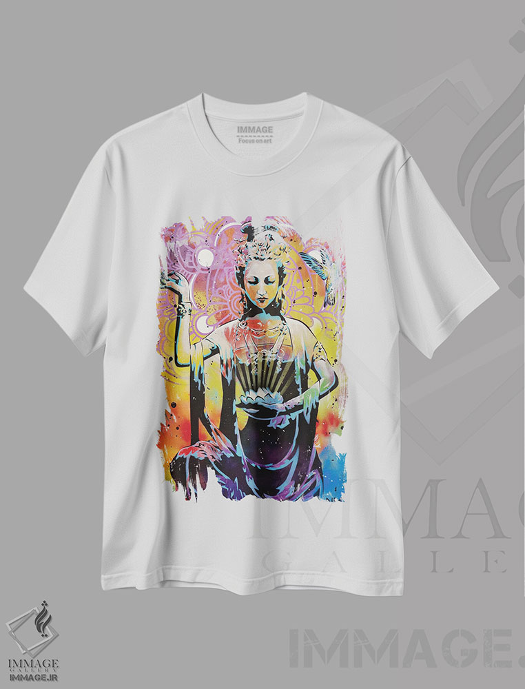 تیشرت طرح دار چاکرای هماهنگ، مدیوم اثر آب سی آرت اتک | فروشگاه ایماژ