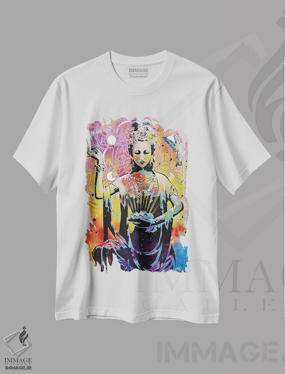 تیشرت طرح دار چاکرای هماهنگ، مدیوم اثر آب سی آرت اتک | فروشگاه ایماژ