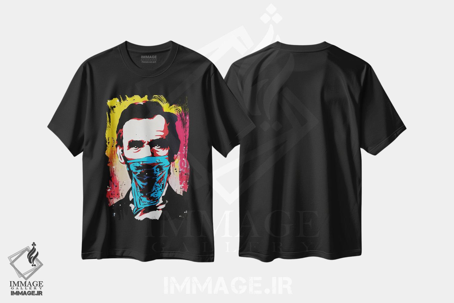تیشرت طرح دار لینکلن، میهن پرست یاغی، مدیوم اثر آب سی آرت اتک | فروشگاه ایماژ