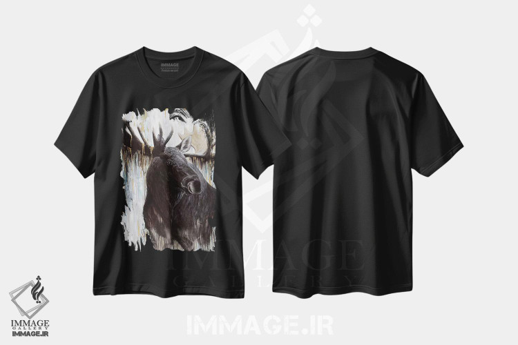 تیشرت طرح دار گوزن زراندود، تزئینی اثر آنجلا بادن | immage.ir