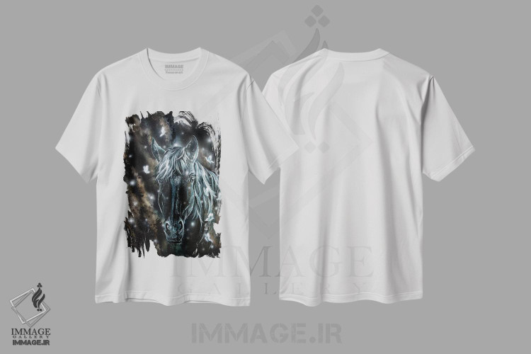 تیشرت طرح دار اسب و پروانه ها، تزئینی اثر آنجلا بادن | فروشگاه ایماژ