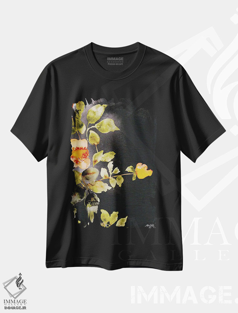 تیشرت طرح دار رزها روی زمینه مشکی، تزئینی اثر آندریا بیجو | فروشگاه ایماژ