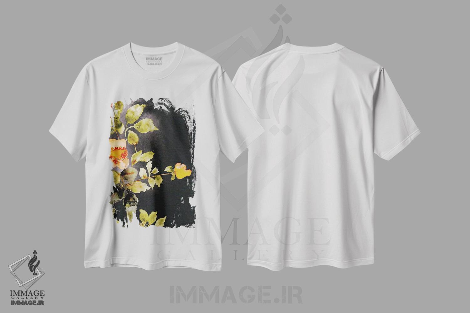 تیشرت طرح دار رزها روی زمینه مشکی، تزئینی اثر آندریا بیجو | immage.ir