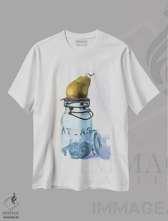 تیشرت طرح دار گلابی اطلس، هنر فاخر معاصر اثر ابرا جانسون | فروشگاه ایماژ