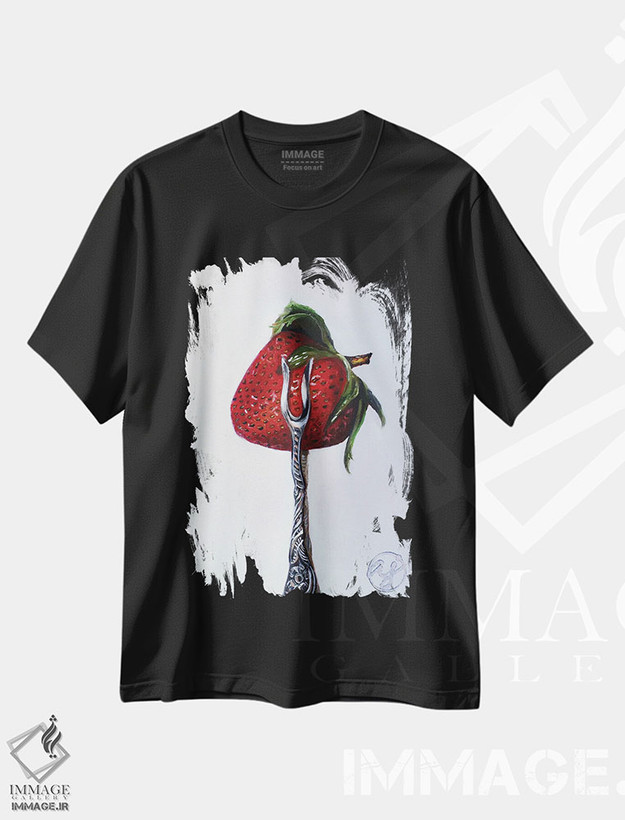 تیشرت طرح دار چنگال توت فرنگی، هنر فاخر معاصر اثر ابرا جانسون | فروشگاه ایماژ