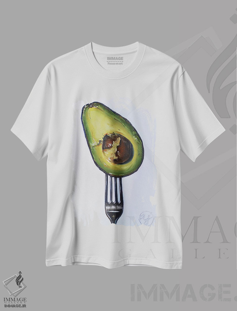 تیشرت طرح دار چنگال را فرو کن، هنر فاخر معاصر اثر ابرا جانسون | فروشگاه ایماژ