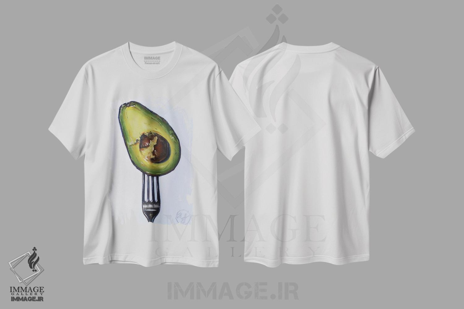 تیشرت طرح دار چنگال را فرو کن، هنر فاخر معاصر اثر ابرا جانسون | فروشگاه ایماژ