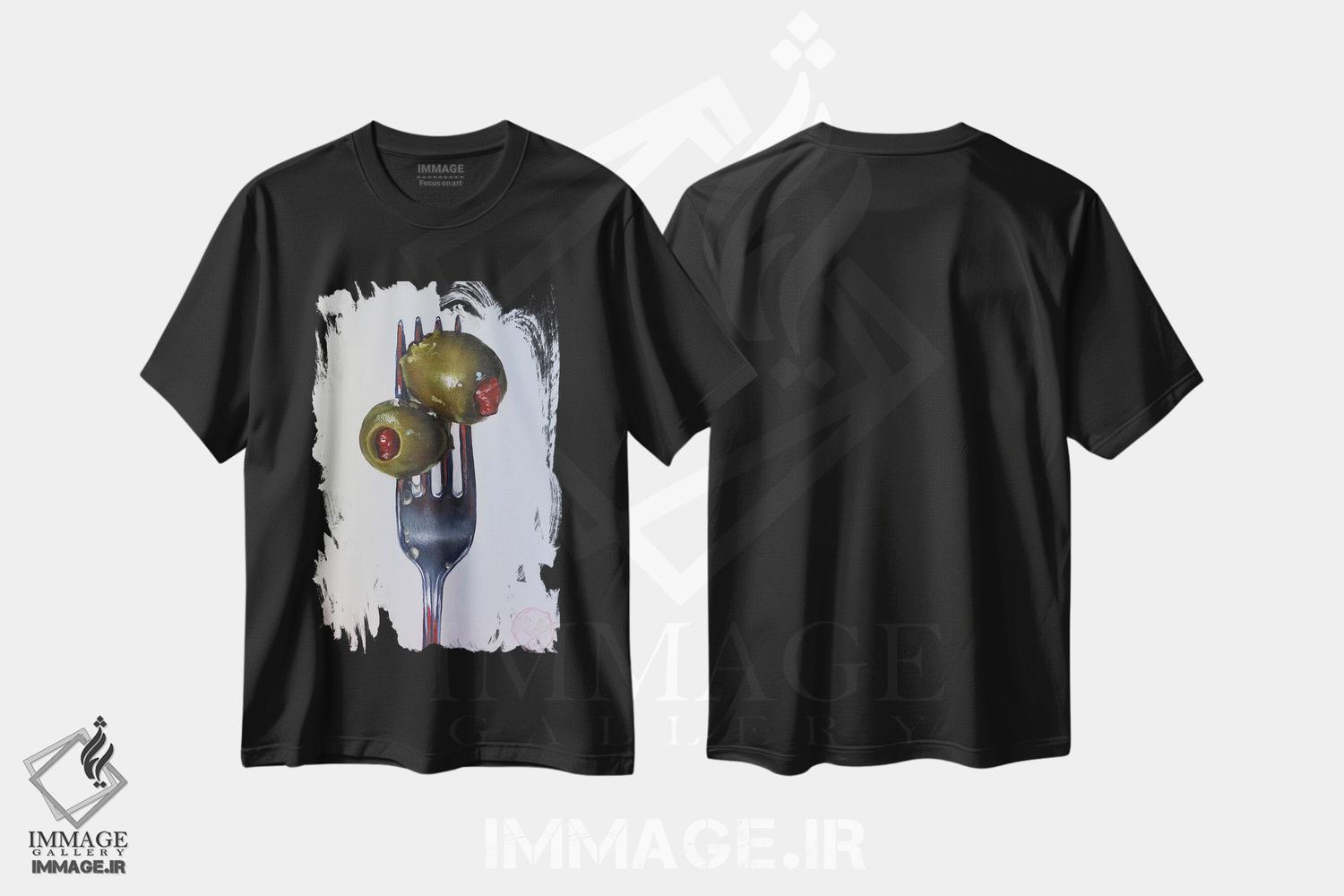 تیشرت طرح دار چنگال را فرو کن، هنر فاخر معاصر اثر ابرا جانسون | فروشگاه ایماژ