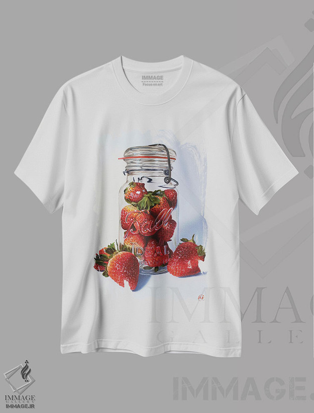 تیشرت طرح دار مزارع توت فرنگی، هنر فاخر معاصر اثر ابرا جانسون | فروشگاه ایماژ
