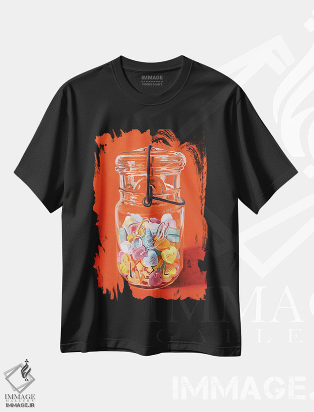 تیشرت طرح دار آبنبات قلبی، هنر فاخر معاصر اثر ابرا جانسون | فروشگاه ایماژ