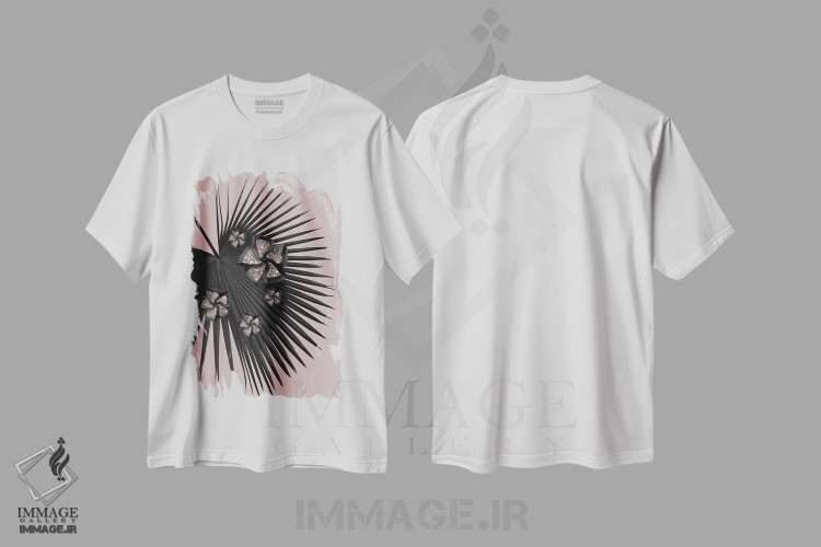 تیشرت طرح دار درخت بادبزنی با گل و درخشش چشمگیر III، تزئینی اثر هنر آنیتا و بلا | immage.ir