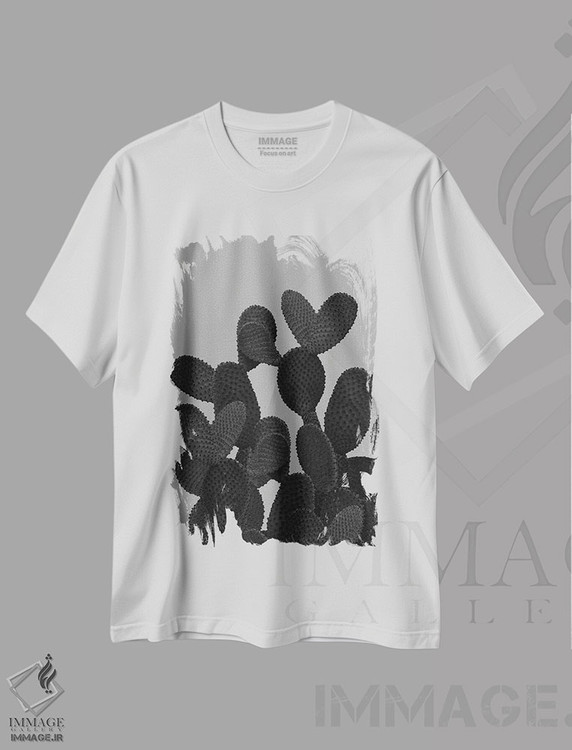 تیشرت طرح دار کاکتوس خاکستری-سیاه I، عکاسی سیاه و سفید اثر هنر آنیتا و بلا | immage.ir