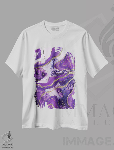 تیشرت طرح دار عقیق مرمر مایع درخشان پرزرق وبرق IV، آبستره اثر هنر آنیتا و بلا | فروشگاه ایماژ
