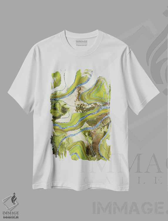 تیشرت طرح دار عقیق مرمر مایع پرزرق وبرق VI، آبستره اثر هنر آنیتا و بلا | immage.ir