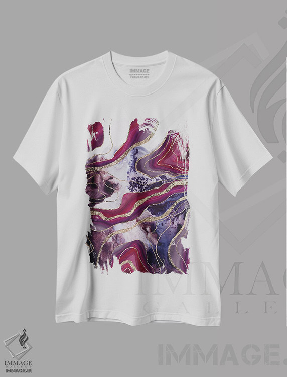 تیشرت طرح دار عقیق مرمر مایع پرزرق وبرق X، آبستره اثر هنر آنیتا و بلا | فروشگاه ایماژ