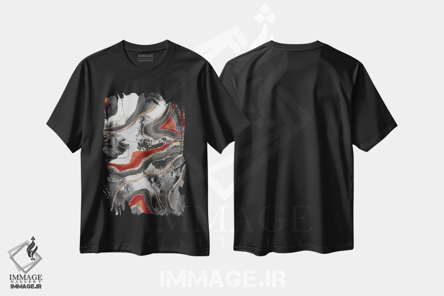 تیشرت طرح دار عقیق مرمر مایع پرزرق وبرق XIII، آبستره اثر هنر آنیتا و بلا | فروشگاه ایماژ