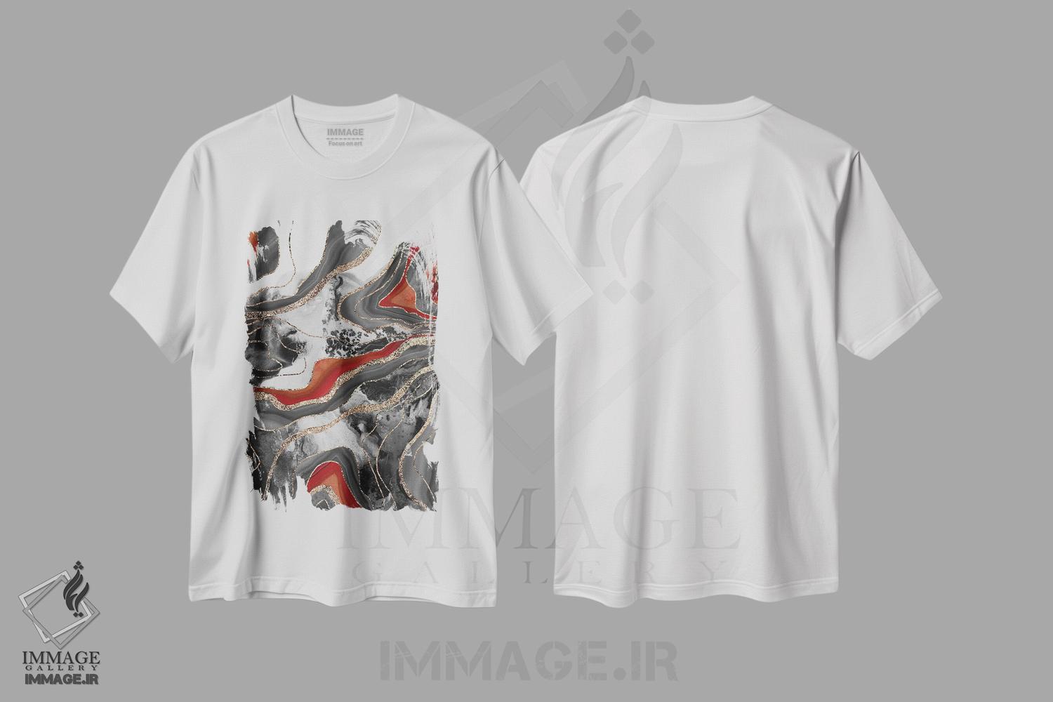 تیشرت طرح دار عقیق مرمر مایع پرزرق وبرق XIII، آبستره اثر هنر آنیتا و بلا | immage.ir