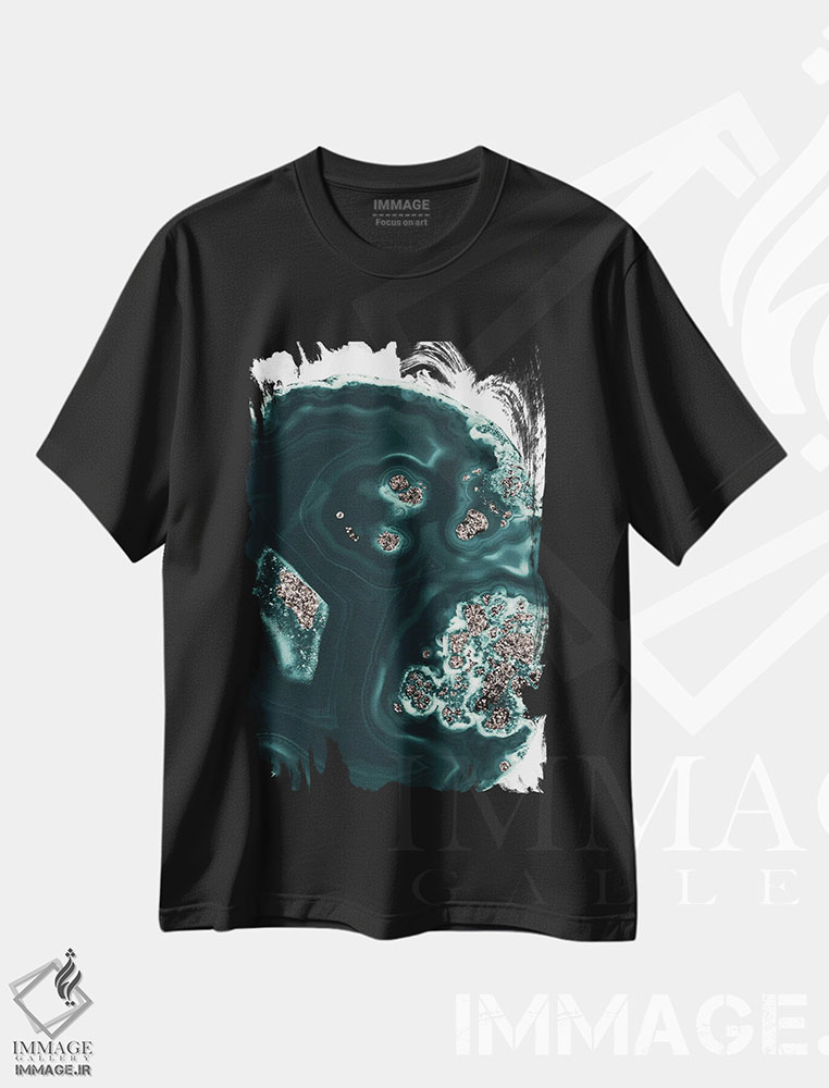 تیشرت طرح دار مالاکیت با درخشش رزگلد I، آبستره اثر هنر آنیتا و بلا | immage.ir