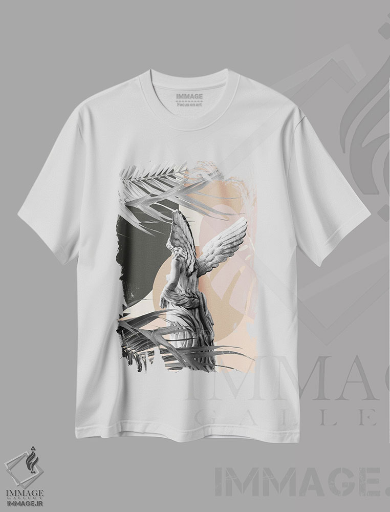 تیشرت طرح دار فرشته مرمری انتزاعی با ظرافت I، تزئینی اثر هنر آنیتا و بلا | فروشگاه ایماژ