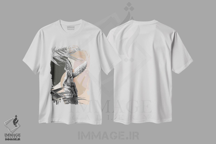تیشرت طرح دار فرشته مرمری انتزاعی با ظرافت I، تزئینی اثر هنر آنیتا و بلا | فروشگاه ایماژ