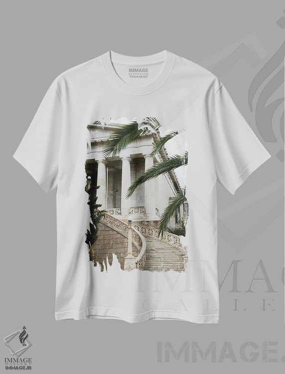 تیشرت طرح دار پله های مرمر آتن I، تزئینی اثر هنر آنیتا و بلا | فروشگاه ایماژ