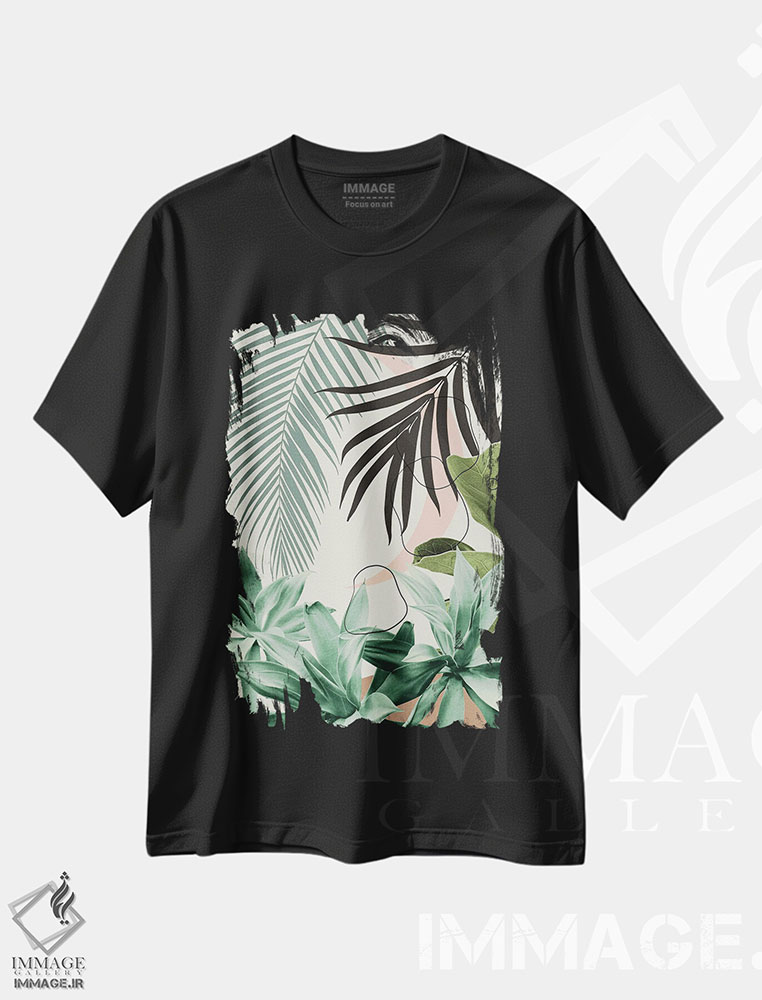 تیشرت طرح دار آگاو ماه ساده و نخل با ظرافت I، تزئینی اثر هنر آنیتا و بلا | فروشگاه ایماژ
