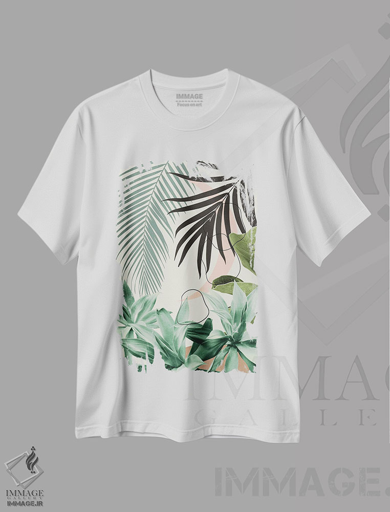 تیشرت طرح دار آگاو ماه ساده و نخل با ظرافت I، تزئینی اثر هنر آنیتا و بلا | immage.ir