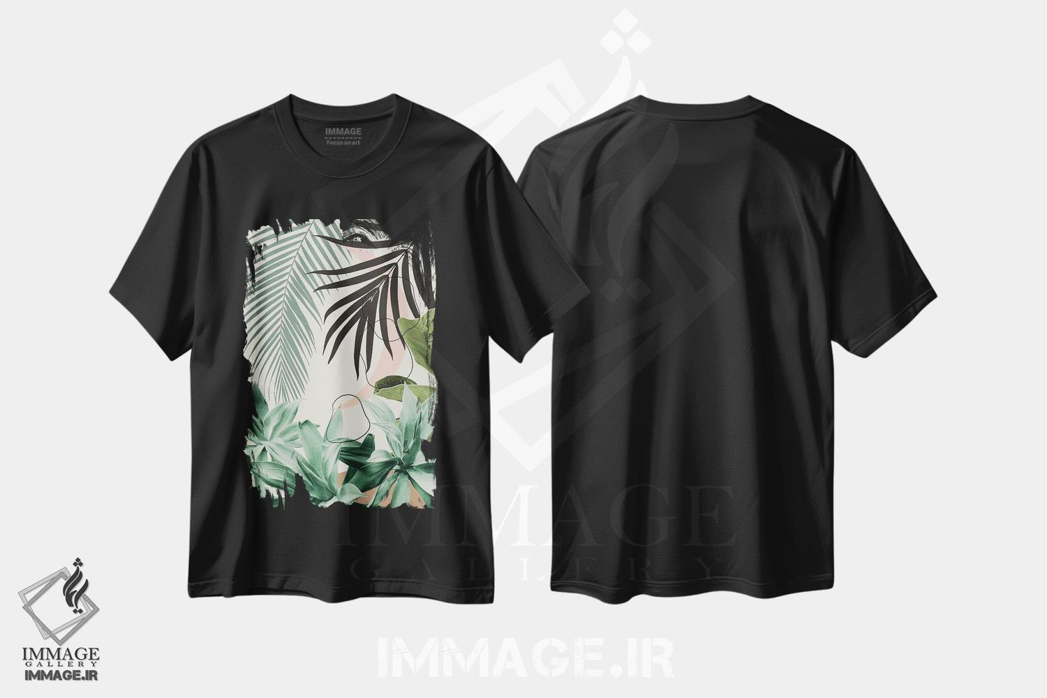 تیشرت طرح دار آگاو ماه ساده و نخل با ظرافت I، تزئینی اثر هنر آنیتا و بلا | فروشگاه ایماژ