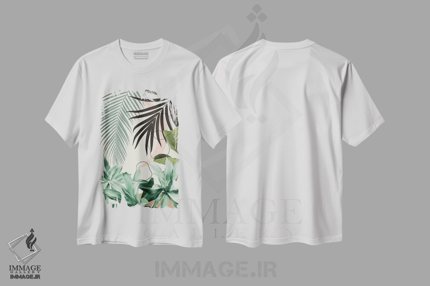 تیشرت طرح دار آگاو ماه ساده و نخل با ظرافت I، تزئینی اثر هنر آنیتا و بلا | immage.ir