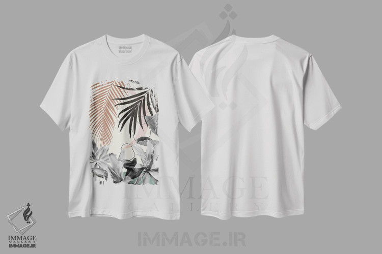 تیشرت طرح دار آگاو ماه ساده و نخل با ظرافت IV، تزئینی اثر هنر آنیتا و بلا | فروشگاه ایماژ