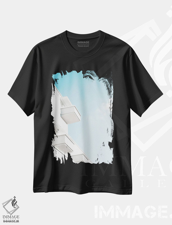 تیشرت طرح دار رویای بالکن سفید مینیمال I، تزئینی اثر هنر آنیتا و بلا | immage.ir