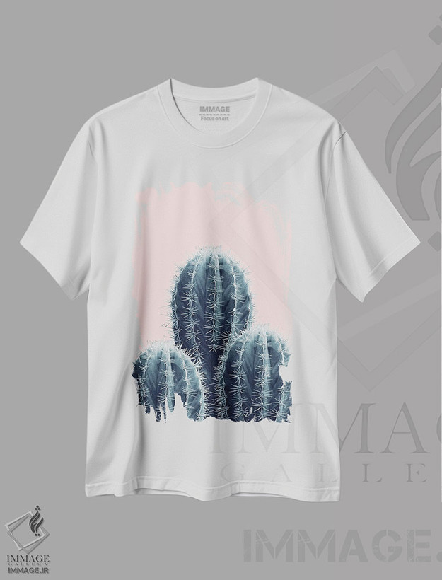 تیشرت طرح دار عشق کاکتوس با حس سرمه ای و صورتی I، تزئینی اثر هنر آنیتا و بلا | فروشگاه ایماژ