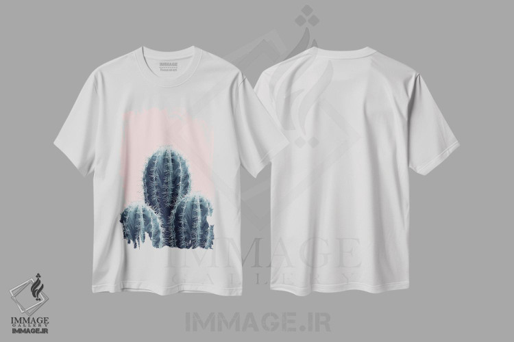 تیشرت طرح دار عشق کاکتوس با حس سرمه ای و صورتی I، تزئینی اثر هنر آنیتا و بلا | فروشگاه ایماژ