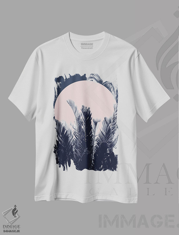 تیشرت طرح دار شب جنگل با حس سرمه ای و صورتی I، تزئینی اثر هنر آنیتا و بلا | فروشگاه ایماژ
