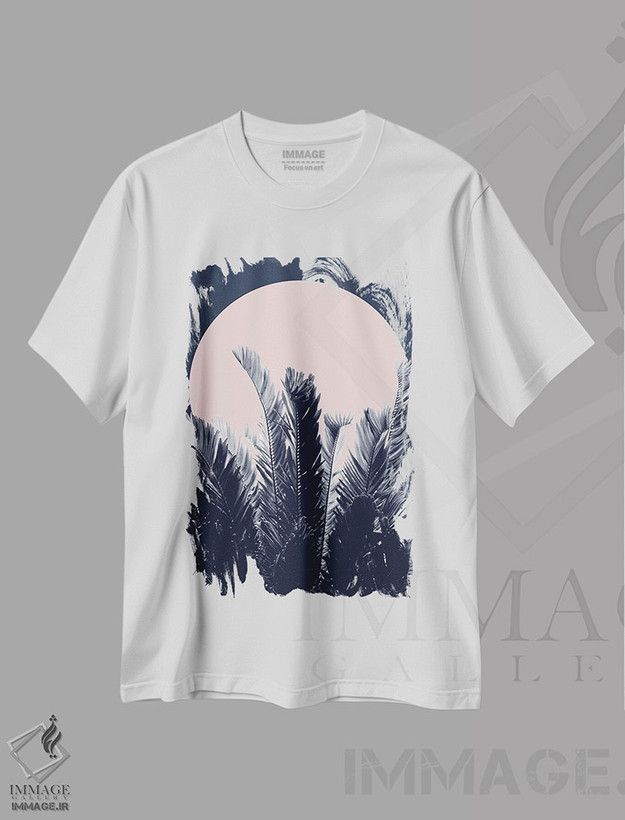 تیشرت طرح دار شب جنگل با حس سرمه ای و صورتی I، تزئینی اثر هنر آنیتا و بلا | فروشگاه ایماژ