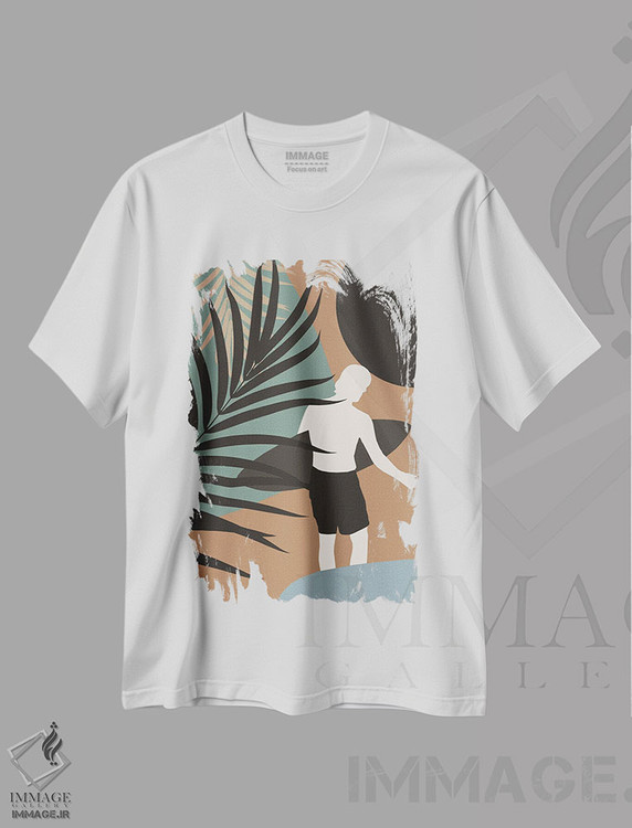تیشرت طرح دار موج سوار ظهر مینیمال انتزاعی III، تزئینی اثر هنر آنیتا و بلا | immage.ir