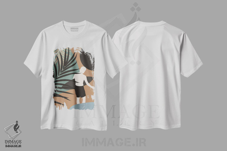 تیشرت طرح دار موج سوار ظهر مینیمال انتزاعی III، تزئینی اثر هنر آنیتا و بلا | immage.ir