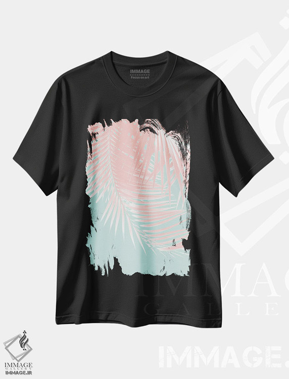 تیشرت طرح دار برگ نخل با حس تابستانی IX، تزئینی اثر هنر آنیتا و بلا | فروشگاه ایماژ
