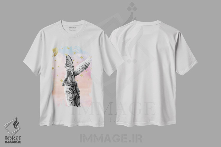 تیشرت طرح دار رویای فرشته مرمر پاستلی و آسمان پرستاره I، هنر دیجیتال اثر هنر آنیتا و بلا | immage.ir