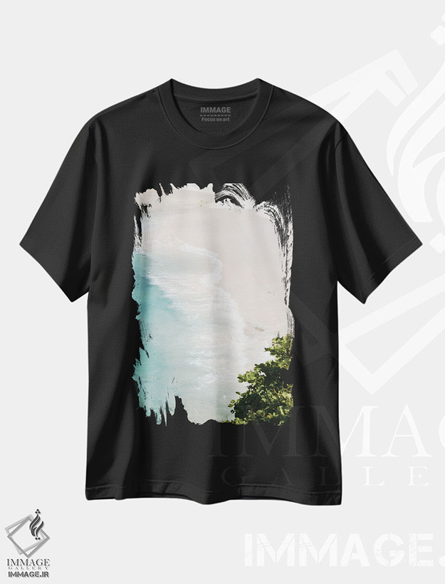 تیشرت طرح دار آرامش اقیانوس پاستلی II، دکور ساحلی اثر هنر آنیتا و بلا | فروشگاه ایماژ