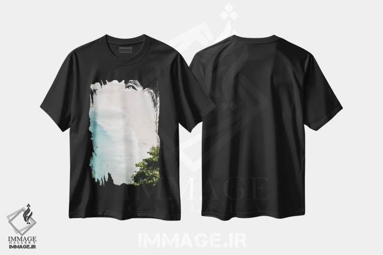 تیشرت طرح دار آرامش اقیانوس پاستلی II، دکور ساحلی اثر هنر آنیتا و بلا | فروشگاه ایماژ