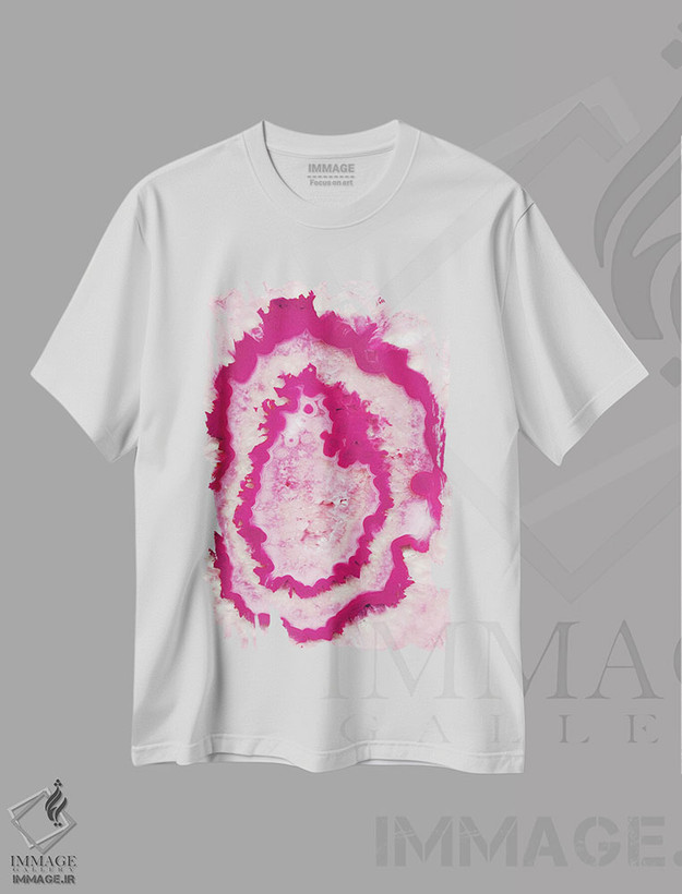 تیشرت طرح دار آگات گیلاسی صورتی I، آبستره اثر هنر آنیتا و بلا | فروشگاه ایماژ