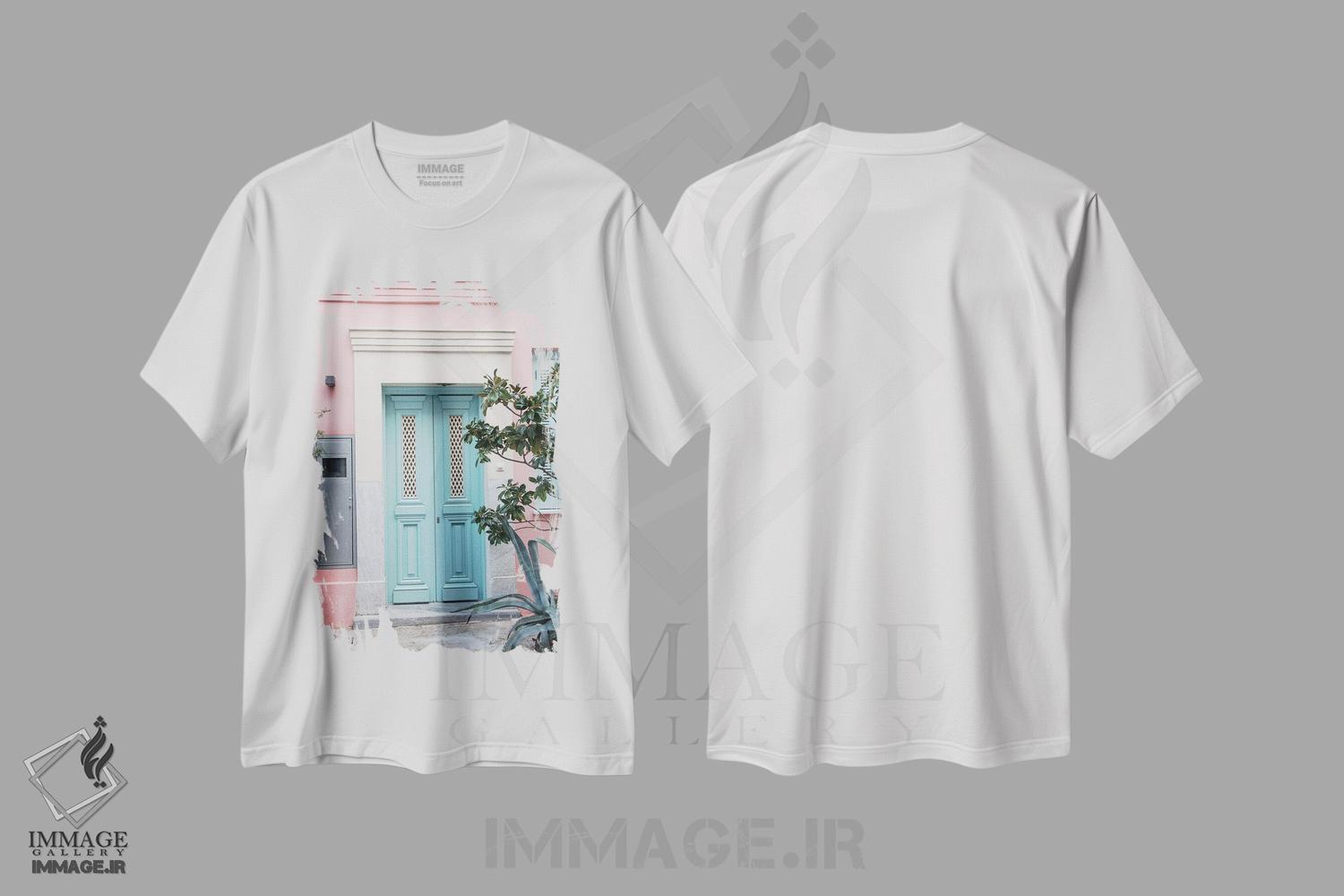 تیشرت طرح دار خانهٔ صورتی در آتن I، تزئینی اثر هنر آنیتا و بلا | immage.ir