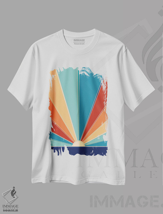 تیشرت طرح دار آفتاب تابستانی رترو براق I، آبستره اثر هنر آنیتا و بلا | immage.ir