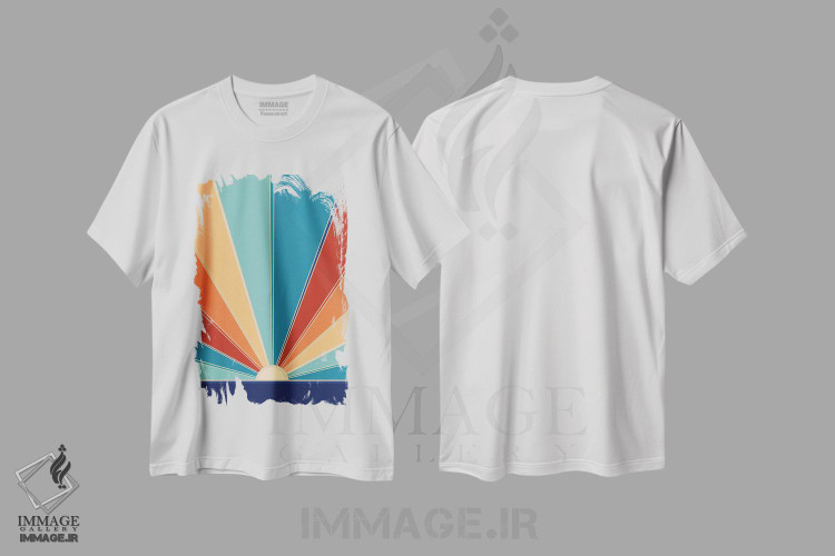 تیشرت طرح دار آفتاب تابستانی رترو براق I، آبستره اثر هنر آنیتا و بلا | immage.ir