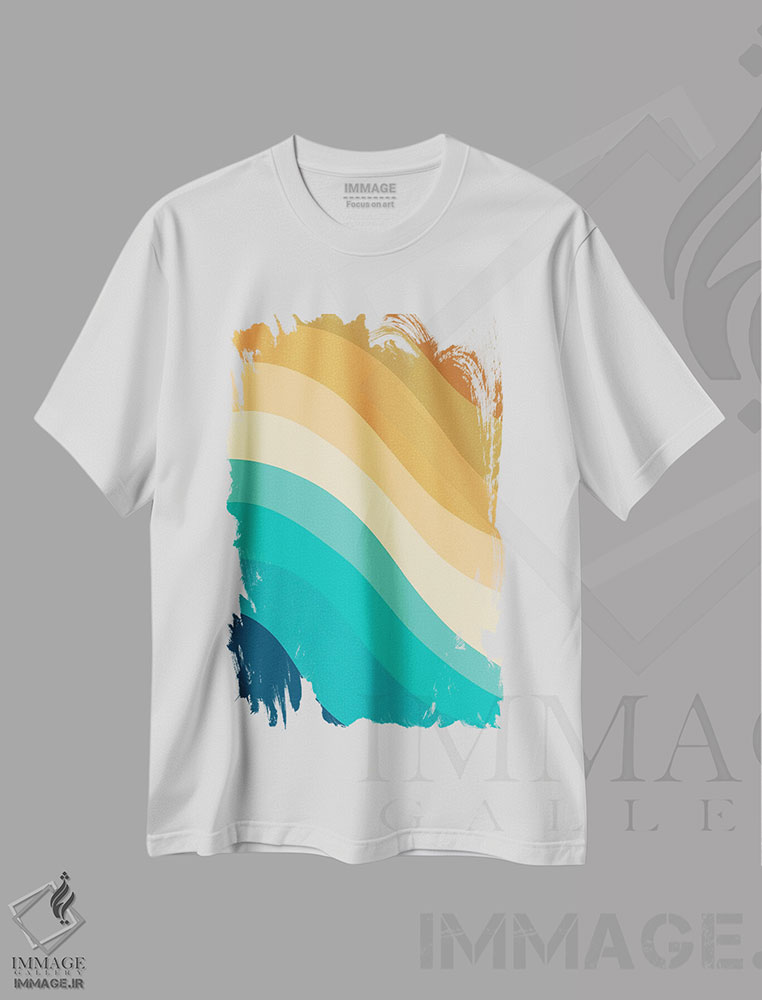 تیشرت طرح دار موج تابستانی رترو II، آبستره اثر هنر آنیتا و بلا | فروشگاه ایماژ