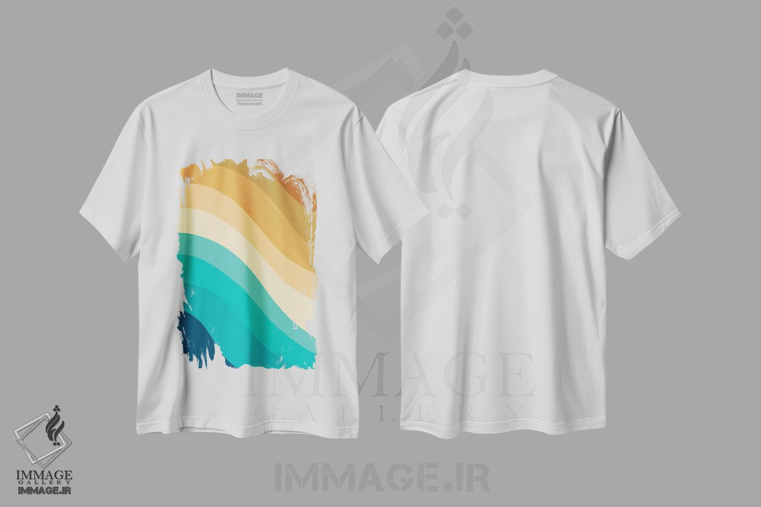 تیشرت طرح دار موج تابستانی رترو II، آبستره اثر هنر آنیتا و بلا | فروشگاه ایماژ