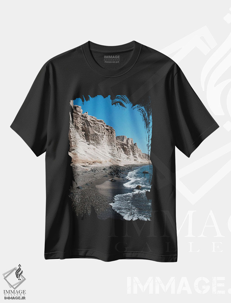 تیشرت طرح دار ساحل سانتورینی I، تزئینی اثر هنر آنیتا و بلا | immage.ir