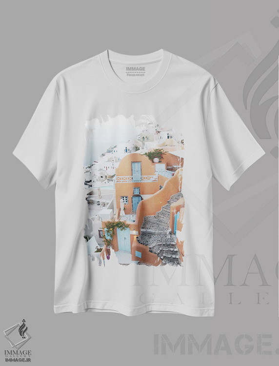 تیشرت طرح دار اویای سانتورینی IX، تزئینی اثر هنر آنیتا و بلا | فروشگاه ایماژ