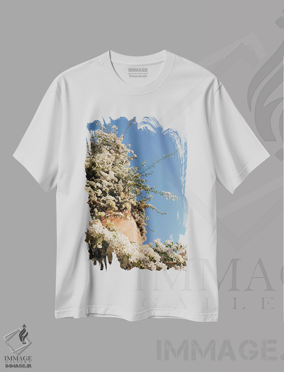تیشرت طرح دار رویای زیبایی اویای سانتورینی II، تزئینی اثر هنر آنیتا و بلا | immage.ir